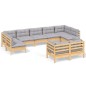 vidaXL 9-tlg. Garten-Lounge-Set mit Grauen Kissen Kiefer Massivholz vidaXL 9-tlg. Garten-Lounge-Set mit Grauen Kissen Kiefer Massivholz