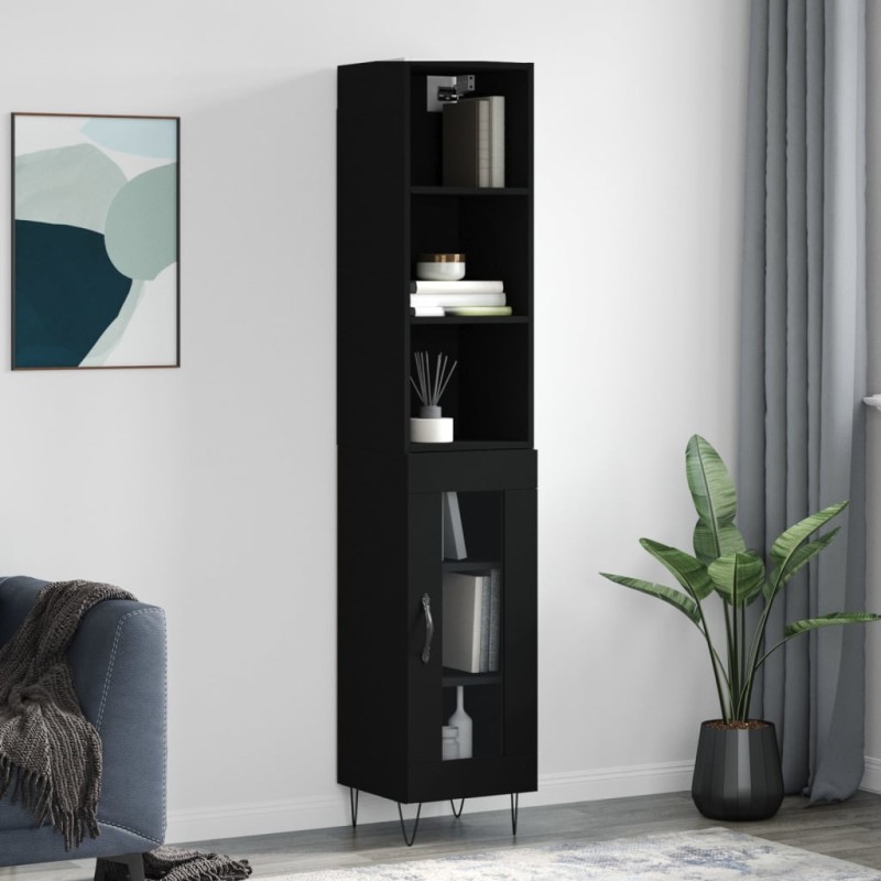 vidaXL Highboard Schwarz 34,5x34x180 cm Holzwerkstoff vidaXL Highboard Schwarz 34,5x34x180 cm Holzwerkstoff