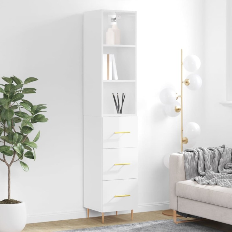 vidaXL Highboard Hochglanz-Weiß 34,5x34x180 cm Holzwerkstoff vidaXL Highboard Hochglanz-Weiß 34,5x34x180 cm Holzwerkstoff