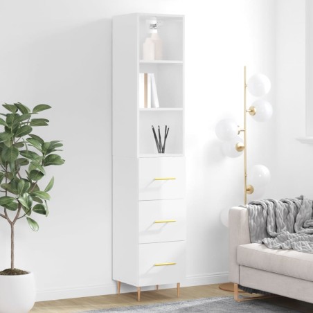 vidaXL Highboard Hochglanz-Weiß 34,5x34x180 cm Holzwerkstoff