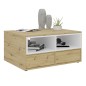 FMD Couchtisch mit 2 offenen Fächern 91,8x71,5x45cm Weiß Artisan-Eiche FMD Couchtisch mit 2 offenen Fächern 91,8x71,5x45cm Weiß Artisan-Eiche