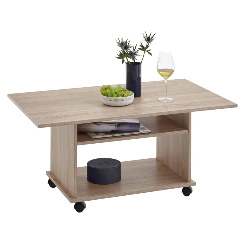 FMD Couchtisch mit Rollen Eichenbraun FMD Couchtisch mit Rollen Eichenbraun