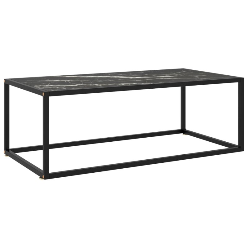 vidaXL Couchtisch Schwarz mit Schwarzem Glas in Marmor-Optik 100x50x35 vidaXL Couchtisch Schwarz mit Schwarzem Glas in Marmor-Optik 100x50x35