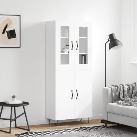 vidaXL Highboard Hochglanz-Weiß 69,5x34x180 cm Holzwerkstoff