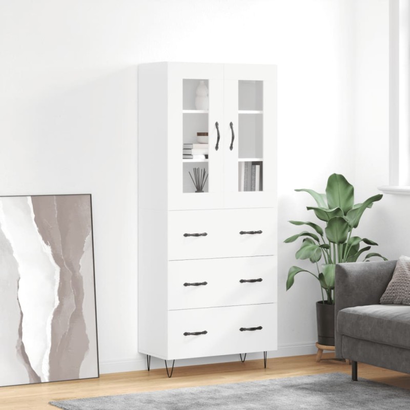 vidaXL Highboard Hochglanz-Weiß 69,5x34x180 cm Holzwerkstoff vidaXL Highboard Hochglanz-Weiß 69,5x34x180 cm Holzwerkstoff