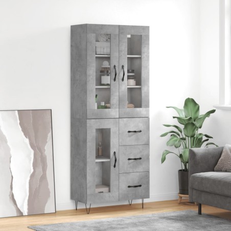 vidaXL Highboard Betongrau 69,5x34x180 cm Holzwerkstoff