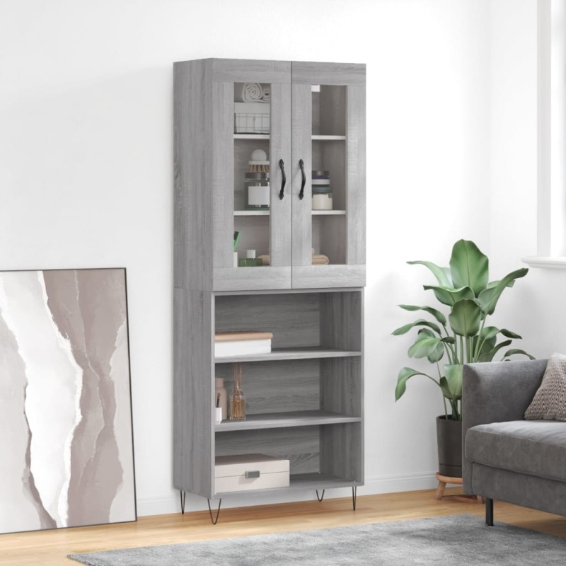 vidaXL Highboard Grau Sonoma 69,5x34x180 cm Holzwerkstoff vidaXL Highboard Grau Sonoma 69,5x34x180 cm Holzwerkstoff