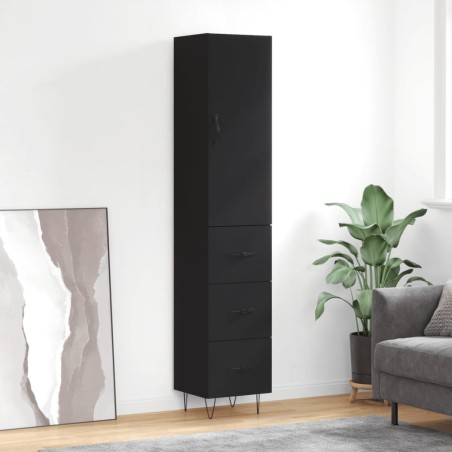 vidaXL Highboard Schwarz 34,5x34x180 cm Holzwerkstoff