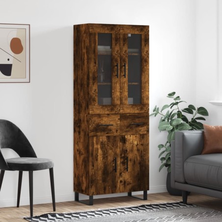 Highboard Räuchereiche 69,5x34x180 cm Holzwerkstoff