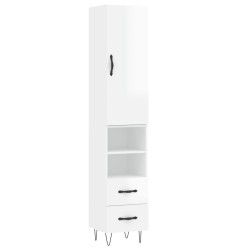 vidaXL Highboard Hochglanz-Weiß 34,5x34x180 cm Holzwerkstoff