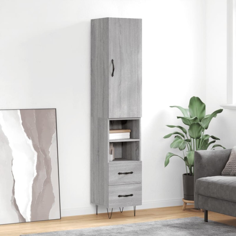 vidaXL Highboard Grau Sonoma 34,5x34x180 cm Holzwerkstoff vidaXL Highboard Grau Sonoma 34,5x34x180 cm Holzwerkstoff