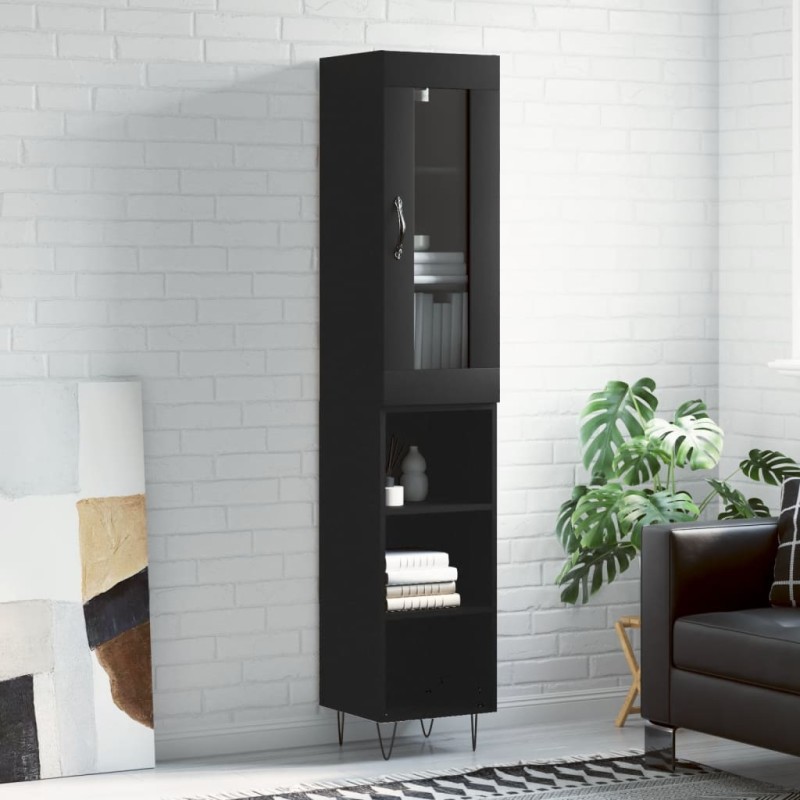 vidaXL Highboard Schwarz 34,5x34x180 cm Holzwerkstoff vidaXL Highboard Schwarz 34,5x34x180 cm Holzwerkstoff