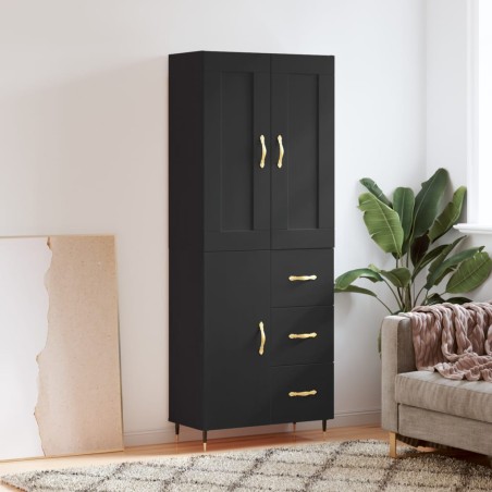 vidaXL Highboard Schwarz 69,5x34x180 cm Holzwerkstoff