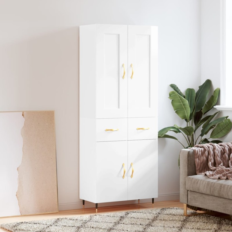 vidaXL Highboard Hochglanz-Weiß 69,5x34x180 cm Holzwerkstoff vidaXL Highboard Hochglanz-Weiß 69,5x34x180 cm Holzwerkstoff