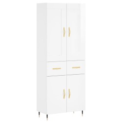 vidaXL Highboard Hochglanz-Weiß 69,5x34x180 cm Holzwerkstoff