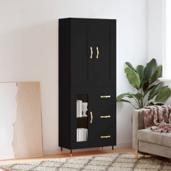vidaXL Highboard Schwarz 69,5x34x180 cm Holzwerkstoff