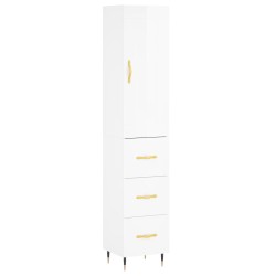 vidaXL Highboard Hochglanz-Weiß 34,5x34x180 cm Holzwerkstoff