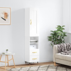 vidaXL Highboard Hochglanz-Weiß 34,5x34x180 cm Holzwerkstoff