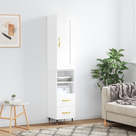 vidaXL Highboard Hochglanz-Weiß 34,5x34x180 cm Holzwerkstoff