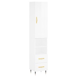 vidaXL Highboard Hochglanz-Weiß 34,5x34x180 cm Holzwerkstoff