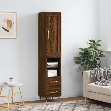vidaXL Highboard Braun Eichen-Optik 34,5x34x180 cm Holzwerkstoff