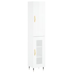 vidaXL Highboard Hochglanz-Weiß 34,5x34x180 cm Holzwerkstoff