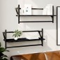vidaXL Wandregale mit Stangen 2 Stk. Schwarz 65x25x30 cm vidaXL Wandregale mit Stangen 2 Stk. Schwarz 65x25x30 cm