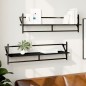 vidaXL Wandregale mit Stangen 2 Stk. Schwarz 100x25x30 cm vidaXL Wandregale mit Stangen 2 Stk. Schwarz 100x25x30 cm