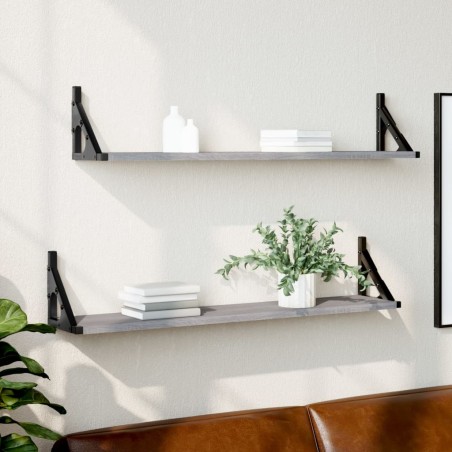 vidaXL Wandregale 2 Stk. Grau Sonoma 80x15x15,5 cm Holzwerkstoff