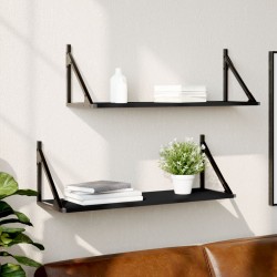 vidaXL Wandregale 2 Stk. Schwarz 80x25x25,5 cm Holzwerkstoff