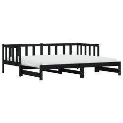 vidaXL Tagesbett Ausziehbar Schwarz 90x190 cm Massivholz Kiefer