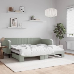 vidaXL Tagesbett Ausziehbar Hellgrau 90x190 cm Samt