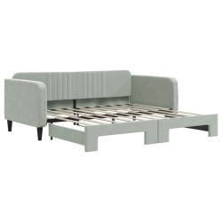 vidaXL Tagesbett Ausziehbar Hellgrau 90x190 cm Samt
