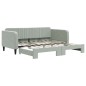 vidaXL Tagesbett Ausziehbar Hellgrau 90x190 cm Samt vidaXL Tagesbett Ausziehbar Hellgrau 90x190 cm Samt
