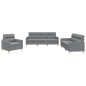 vidaXL 3-tlg. Sofagarnitur mit Kissen Hellgrau Stoff vidaXL 3-tlg. Sofagarnitur mit Kissen Hellgrau Stoff