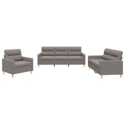 vidaXL 3-tlg. Sofagarnitur mit Kissen Taupe Stoff