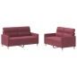 vidaXL 2-tlg. Sofagarnitur mit Kissen Weinrot Stoff vidaXL 2-tlg. Sofagarnitur mit Kissen Weinrot Stoff