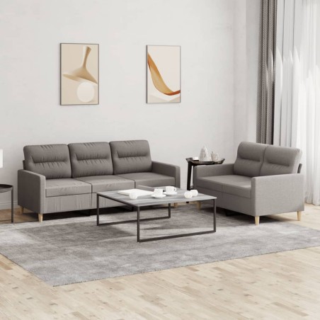 vidaXL 2-tlg. Sofagarnitur mit Kissen Taupe Stoff
