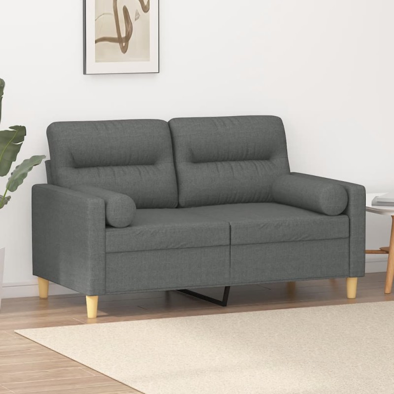 vidaXL 2-Sitzer-Sofa mit Zierkissen Dunkelgrau 120 cm Stoff vidaXL 2-Sitzer-Sofa mit Zierkissen Dunkelgrau 120 cm Stoff