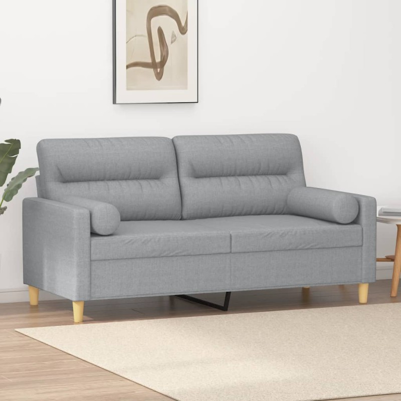 vidaXL 2-Sitzer-Sofa mit Zierkissen Hellgrau 140 cm Stoff vidaXL 2-Sitzer-Sofa mit Zierkissen Hellgrau 140 cm Stoff