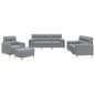 vidaXL 4-tlg. Sofagarnitur mit Kissen Hellgrau Stoff vidaXL 4-tlg. Sofagarnitur mit Kissen Hellgrau Stoff