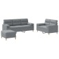 vidaXL 3-tlg. Sofagarnitur mit Kissen Hellgrau Stoff vidaXL 3-tlg. Sofagarnitur mit Kissen Hellgrau Stoff