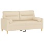vidaXL 2-Sitzer-Sofa mit Zierkissen Creme 140 cm Stoff vidaXL 2-Sitzer-Sofa mit Zierkissen Creme 140 cm Stoff