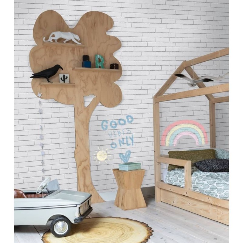 Good Vibes Tapete Chalkboard Brick Wall Weiß und Grau Good Vibes Tapete Chalkboard Brick Wall Weiß und Grau