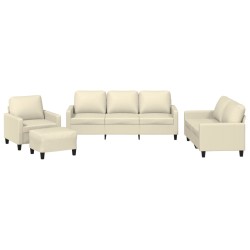 vidaXL 4-tlg. Sofagarnitur mit Kissen Creme Kunstleder