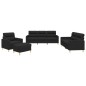 vidaXL 4-tlg. Sofagarnitur mit Kissen Schwarz Stoff vidaXL 4-tlg. Sofagarnitur mit Kissen Schwarz Stoff