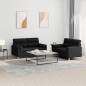 vidaXL 2-tlg. Sofagarnitur mit Kissen Schwarz Stoff vidaXL 2-tlg. Sofagarnitur mit Kissen Schwarz Stoff