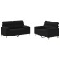 vidaXL 2-tlg. Sofagarnitur mit Kissen Schwarz Stoff vidaXL 2-tlg. Sofagarnitur mit Kissen Schwarz Stoff