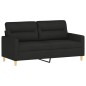 vidaXL 2-tlg. Sofagarnitur mit Kissen Schwarz Stoff vidaXL 2-tlg. Sofagarnitur mit Kissen Schwarz Stoff