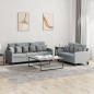 vidaXL 2-tlg. Sofagarnitur mit Kissen Hellgrau Stoff vidaXL 2-tlg. Sofagarnitur mit Kissen Hellgrau Stoff